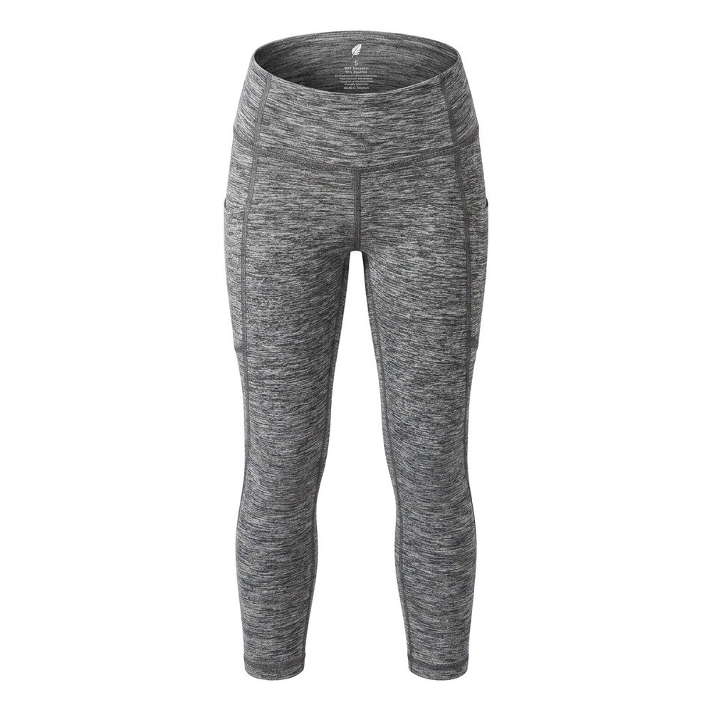 Hanna Andersson Girls Grey Space Dye Active Leggings Side Pockets Size 110 US 5